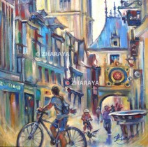 Description: Petits-velos-dans-la-rue-du-Gros-Horloge_ROUEN Auteur: Eugniya Zharaya